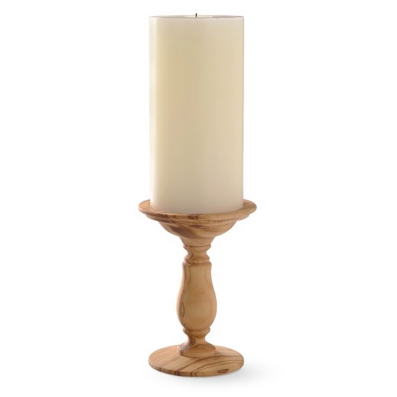 Williams Sonoma Beautiful Olivewood Pillar Candle Holder Brand New - Picture 2 of 8